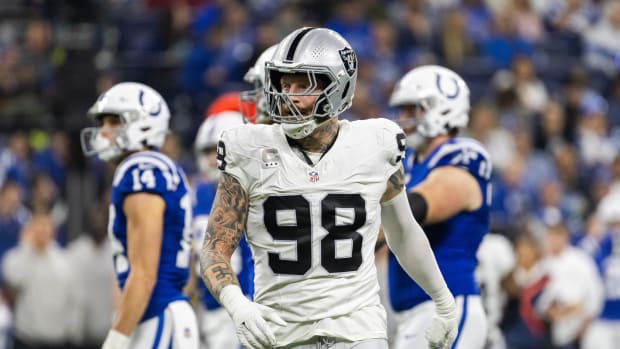 Crosby during the Raiders' 23-20 loss to the Colts on Dec. 31, 2023.